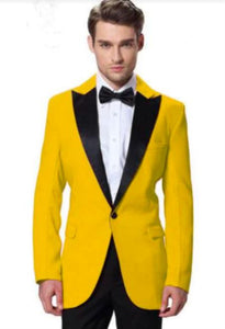 Mens Yellow Black Peak Lapel Tuxedo Suit