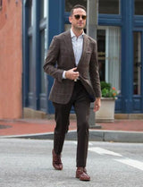 Mens Plaid Blazer - Windowpane Blazer - Textured Pattern Brown