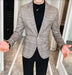 Mens Plaid Blazer - Windowpane Blazer - Textured Pattern Beige
