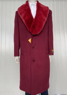 Mens Cashmere Blend Burgundy Coat Full length - Cashmere Overcoat