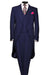Men's Light Weight Peak Lapel Wool 1 Button Navy Blue Morning Coat