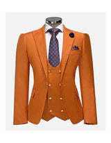 Rossiman Rust Men's Slim Fit Suit Double Breast Vest Flat Front Pants