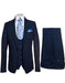 Rossiman Blue Men's Slim-Fit Vested Suit Flat Front Pants