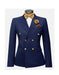 Rossi Man Blue Men's Slim-fit Suit Double Breast Vest Gold Buttons