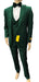 Mens One Button Peak Label Suit Dark Green