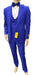 Mens One Button Peak Label Suit Royal Blue
