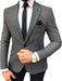 Plaid Blazer - Windowpane Blazer - Grey Blazer