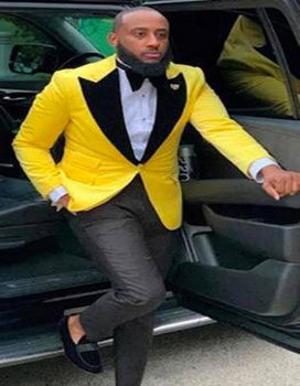 Yellow Tuxedo Suits - black and yellow tuxedo - yellow groomsmen suits