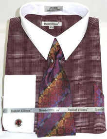Mens Burgundy Shirt With Tie