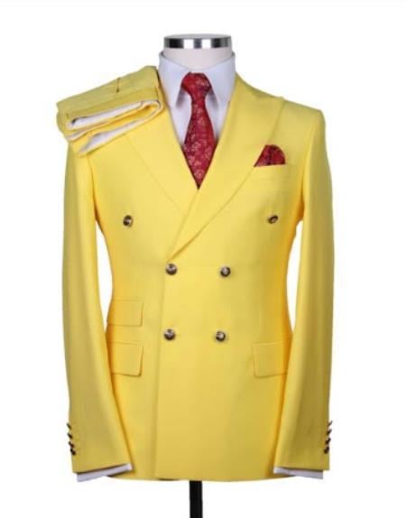 Mens Suits With Gold Buttons - Yellow