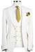 Men White Designer Gold Button Wedding Grooms Dinner Suit