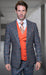 Mens 1 Button Modern Fit Suits Flat Front Pants Suit - Grey - 100% Percent Wool Fabric Suit - Worsted Wool Business Suit