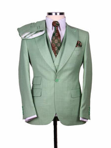 Big Lapel - Wide Lapel - Tom Ford Style Suit - Ticket Pocket - Green