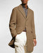 Mens Carcoat - Beige Three Quarter Peak Lapel Topcoat
