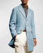 Mens Carcoat - Light Blue Three Quarter Peak Lapel Topcoat