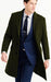Mens Carcoat - Olive Green Three Quarter Peak Lapel Topcoat