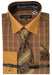 Rust Tone on Tone Check Pattern Dress Shirt Set with Cuff