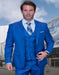 Statement Mens 3 Piece Suit - Tone on Tone Plaid Indigo - 100% Percent Wool Fabric Suit - Worsted Wool Business Suit