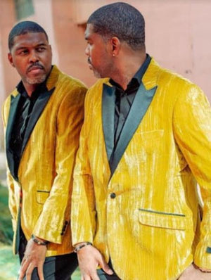 Gold And Black Tuxedo Dinner Jacket - Prom Gold Blazer