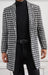 Mens Plaid Overcoat - Houndstooth Checker Pattern Topcoat - Black