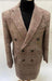 Mens Plaid Overcoat - Houndstooth Checker Pattern Topcoat - Rust Brown