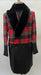 Mens Plaid Overcoat - Houndstooth Checker Pattern Topcoat - Red ~ Black