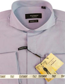 Mens Tapered Dress Shirts - Lavender Shirt - 100% Cotton Fabric