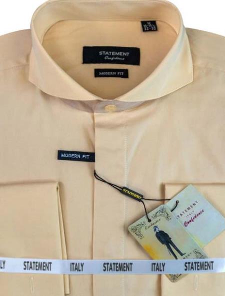 Mens Tapered Dress Shirts - Tan Shirt - 100% Cotton Fabric Tan / Large 16.5 Neck / 36-37 Sleeve Mens Tapered Dress Shirts - Tan Shirt - 100% Cotton Fabric Tan / Large 16.5 Neck / 36-37 Sleeve
