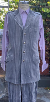 Unique Vest With Wide Leg Pants - Pleated Pants - Silver
