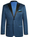 Mens 1 Button Satin Peak Lapel Paisley Prom Blazer in Dark Teal