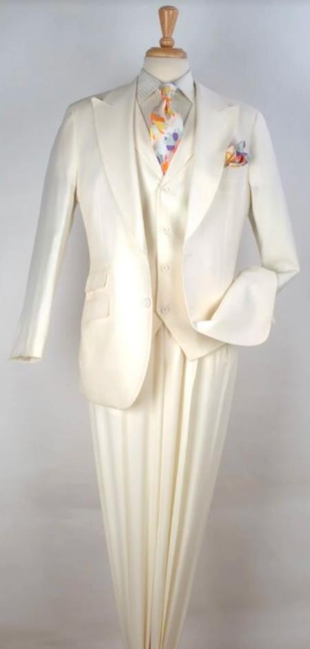 Mens One Button Peak Lapel Suit