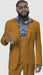 Mens Two Button Peak Lapel Suit Gold