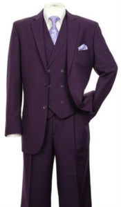 Modern Fit Wool Feel Two Button Jacket with Suit Purple