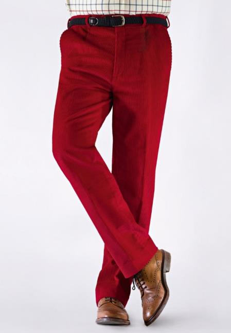 Red Pleated County Corduroy Pants