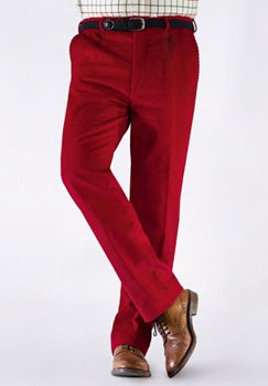 Red Pleated County Corduroy Pants