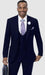 Mens Two Button Peak Lapel Suit Navy