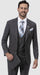 Mens Two Button Peak Lapel Suit Charcoal