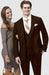 Mens Two Button Peak Lapel Suit Brown