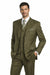 Men’s Vintage Vested Gangster Pinstripe Suit – Bold Olive Green Fashion 3-Piece Set
