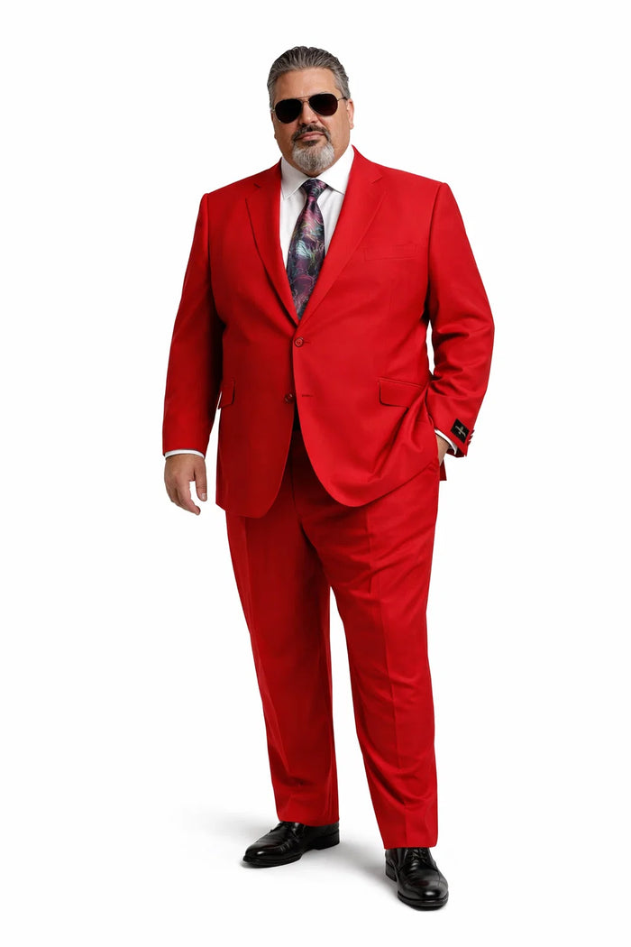 Discounted Sale Clearance Men's Two Buttons Red Classic Fashion suit Flats Front Pants - Image 4