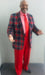 Mens One Button Notch Lapel Suit Tartan