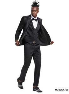Mens Black Shiny Suit - Flashy Sateen Suit With Bowtie - Wedding Suit Slim Fit