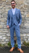 Mens Light Blue Tweed Suits - Groom Tweed Wedding Suit