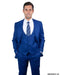 Mens One Button Peak Lapel Expandable Waist Suit Indigo
