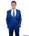 Mens One Button Peak Lapel Expandable Waist Suit Indigo