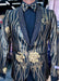 SKU#JA60644 Black And Gold Sequin - Paisley Tuxedo Dinner Jacket With Bowtie