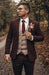 Groomsmen Tweed Suit - Maroon Herringbone Western Suit
