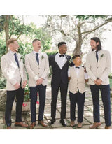 Groomsmen Tweed Suit - White and Black Herringbone Western Suit
