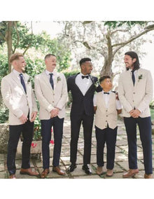 Groomsmen Tweed Suit - White and Black Herringbone Western Suit - Traje Para Hombre