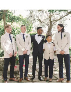 Groomsmen Tweed Suit - White and Black Herringbone Western Suit